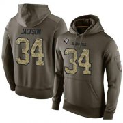 Wholesale Cheap NFL Men's Nike Oakland Raiders #34 Bo Jackson Stitched Green Olive Salute To Service KO Performance Hoodie