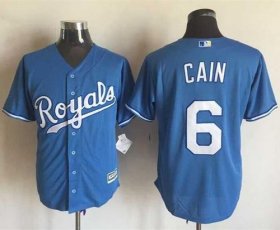 Wholesale Cheap Royals #6 Lorenzo Cain Light Blue Alternate 1 New Cool Base Stitched MLB Jersey