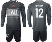 Wholesale Cheap Men 2021-2022 ClubParis Saint-GermainSecond away black Long Sleeve 12 Soccer Jersey