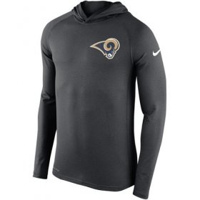 Wholesale Cheap Men\'s Los Angeles Rams Nike Charcoal Stadium Touch Hooded Performance Long Sleeve T-Shirt