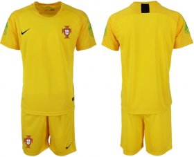Wholesale Cheap Portugal Blank Yellow Goalkeeper Soccer Country Jersey