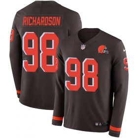 Wholesale Cheap Nike Browns #98 Sheldon Richardson Brown Team Color Men\'s Stitched NFL Limited Therma Long Sleeve Jersey
