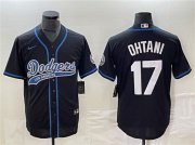 Cheap Men's Los Angeles Dodgers #17 Shohei Ohtani Black Cool Base With Patch Stitched Baseball Jersey