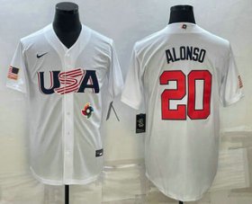Cheap Men\'s USA Baseball #20 Pete Alonso 2023 White World Baseball Classic Stitched Jersey
