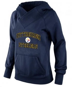 Wholesale Cheap Women\'s Pittsburgh Steelers Heart & Soul Pullover Hoodie Navy Blue