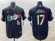 Cheap Men's Los Angeles Dodgers #17 Shohei Ohtani Mexico Black Cool Base Stitched Baseball Jersey