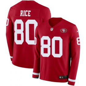 Wholesale Cheap Nike 49ers #80 Jerry Rice Red Team Color Men\'s Stitched NFL Limited Therma Long Sleeve Jersey