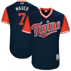 Wholesale Cheap Twins #7 Joe Mauer Navy \"Mauer\" Players Weekend Authentic Stitched MLB Jersey