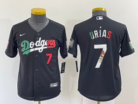 Wholesale Cheap Youth Los Angeles Dodgers #7 Julio Urias Black Mexico Number 2020 World Series Cool Base Nike Jersey