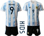 Wholesale Cheap Youth 2020-2021 Season National team Argentina home white 9 Soccer Jersey
