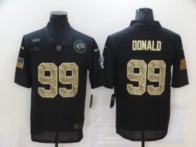 Wholesale Cheap Men\'s Los Angeles Rams #99 Aaron Donald Black Camo 2020 Salute To Service Stitched NFL Nike Limited Jersey