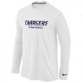 Wholesale Cheap Nike Los Angeles Chargers Authentic Font Long Sleeve T-Shirt White