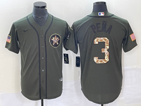 Wholesale Cheap Men\'s Houston Astros #3 Jeremy Pena Green Salute To Service Stitched MLB Cool Base Nike Jersey