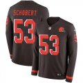 Wholesale Cheap Nike Browns #53 Joe Schobert Brown Team Color Men's Stitched NFL Limited Therma Long Sleeve Jersey