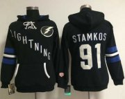 Wholesale Cheap Tampa Bay Lightning #91 Steven Stamkos Black Women's Old Time Heidi NHL Hoodie