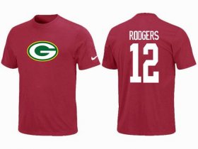 Wholesale Cheap Nike Green Bay Packers #12 Aaron Rodgers Name & Number NFL T-Shirt Red