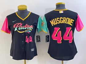 Wholesale Cheap Women\'s San Diego Padres #44 Joe Musgrove Number Black 2022 City Connect Cool Base Stitched Jersey