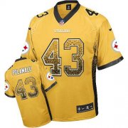 Wholesale Cheap Nike Steelers #43 Troy Polamalu Gold Men's Stitched NFL Elite Drift Fashion Jersey