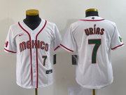 Wholesale Cheap Youth Mexico Baseball #7 Julio Urias Number 2023 Red World Baseball Classic Stitched Jersey 3