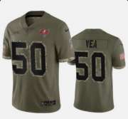 Wholesale Cheap Men's Tampa Bay Buccaneers #50 Vita Vea 2022 Olive Salute To Service Limited Stitched Jersey