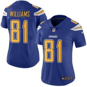 Wholesale Cheap Nike Chargers #81 Mike Williams Electric Blue Women\'s Stitched NFL Limited Rush Jersey