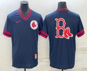 Cheap Men's Boston Red Sox Big Logo Navy Blue Nike Cooperstown Collection Legend V Neck Jersey