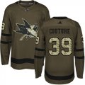 Wholesale Cheap Adidas Sharks #39 Logan Couture Green Salute to Service Stitched Youth NHL Jersey