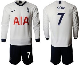 Wholesale Cheap Tottenham Hotspur #7 Son Home Long Sleeves Soccer Club Jersey