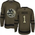 Wholesale Cheap Adidas Islanders #1 Thomas Greiss Green Salute to Service Stitched NHL Jersey
