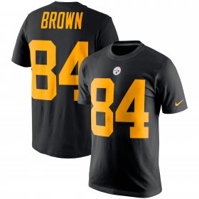 Wholesale Cheap Nike Pittsburgh Steelers #84 Antonio Brown Color Rush 2.0 Name & Number T-Shirt Black