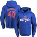 Wholesale Cheap Cubs #40 Willson Contreras Blue 2016 World Series Champions Pullover MLB Hoodie