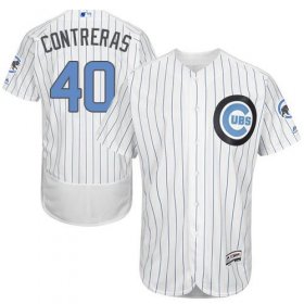 Wholesale Cheap Cubs #40 Willson Contreras White(Blue Strip) Flexbase Authentic Collection Father\'s Day Stitched MLB Jersey