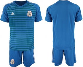 Wholesale Cheap Mexico Blank Blue Goalkeeper Soccer Country Jersey