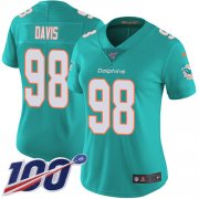 Wholesale Cheap Nike Dolphins #98 Raekwon Davis Aqua Green Team Color Women's Stitched NFL 100th Season Vapor Untouchable Limited Jersey