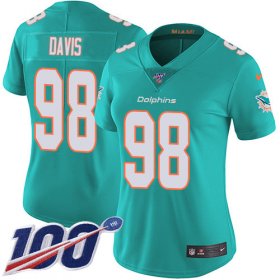 Wholesale Cheap Nike Dolphins #98 Raekwon Davis Aqua Green Team Color Women\'s Stitched NFL 100th Season Vapor Untouchable Limited Jersey