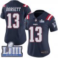 Wholesale Cheap Nike Patriots #13 Phillip Dorsett Navy Blue Super Bowl LIII Bound Women's Stitched NFL Limited Rush Jersey
