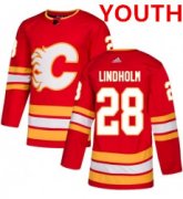 Wholesale Cheap Youth Calgary Flames #28 Elias Lindholm Red Alternate Adidas Stitched NHL Jersey