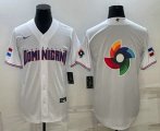 Cheap Men's Dominican Republic Baseball 2023 White World Baseball Big Logo With Patch Classic Stitched Jerseys