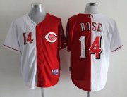 Wholesale Cheap Reds #14 Pete Rose Red/White Split Fashion Stitched MLB Jersey