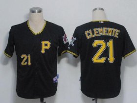 Wholesale Cheap Pirates #21 Roberto Clemente Black Cool Base Stitched MLB Jersey