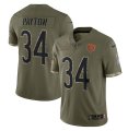 Wholesale Cheap Men's Chicago Bears #34 Walter Payton 2022 Olive Salute To Service Limited Stitched Jersey