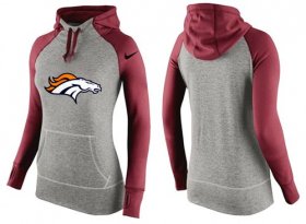 Wholesale Cheap Women\'s Nike Denver Broncos Performance Hoodie Grey & Red_2