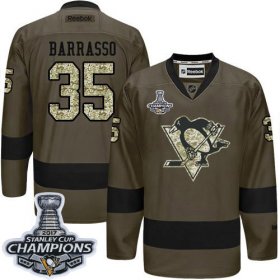 Wholesale Cheap Penguins #35 Tom Barrasso Green Salute to Service 2017 Stanley Cup Finals Champions Stitched NHL Jersey