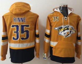 Wholesale Cheap Predators #35 Pekka Rinne Yellow Name & Number Pullover NHL Hoodie