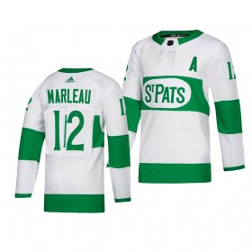 Wholesale Cheap Maple Leafs #12 Patrick Marleau adidas White 2019 St. Patrick\'s Day Authentic Player Stitched NHL Jersey