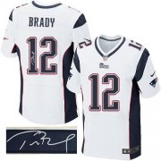 Wholesale Cheap Nike Patriots #12 Tom Brady White Men's Stitched NFL Elite Autographed Jersey