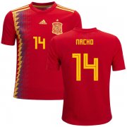 Wholesale Cheap Spain #14 Nacho Red Home Kid Soccer Country Jersey