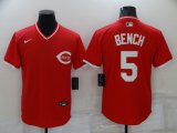 Wholesale Cheap Men's Cincinnati Reds #5 Johnny Bench Red Pullover Throwback Nike Jersey