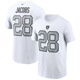 Wholesale Cheap Las Vegas Raiders #28 Josh Jacobs Nike Team Player Name & Number T-Shirt White