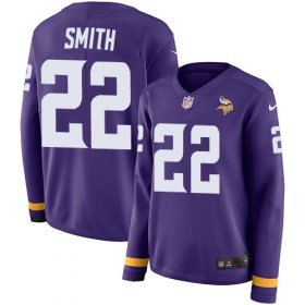 Wholesale Cheap Nike Vikings #22 Harrison Smith Purple Team Color Women\'s Stitched NFL Limited Therma Long Sleeve Jersey